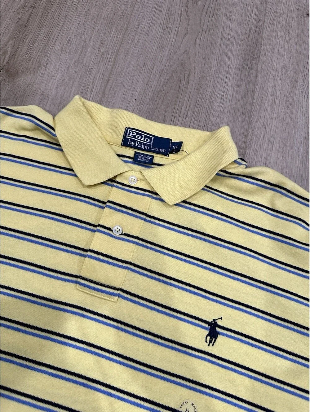 NWT Polo Ralph Lauren Shirt Mens XL Yellow Striped Pony Custom Fit Casual Preppy
